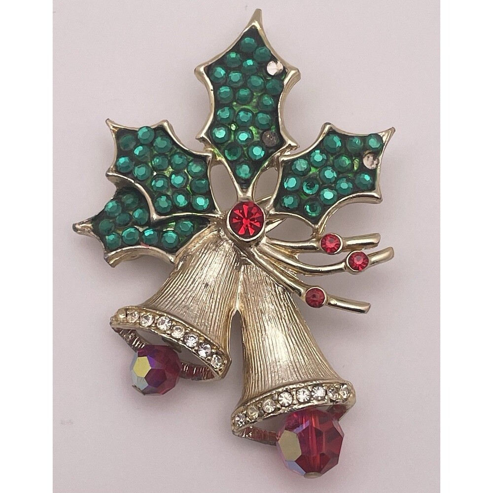 Beatrix Bells Rhinestone Gold Tone Vintage Brooch Pin Missing Two Stones
